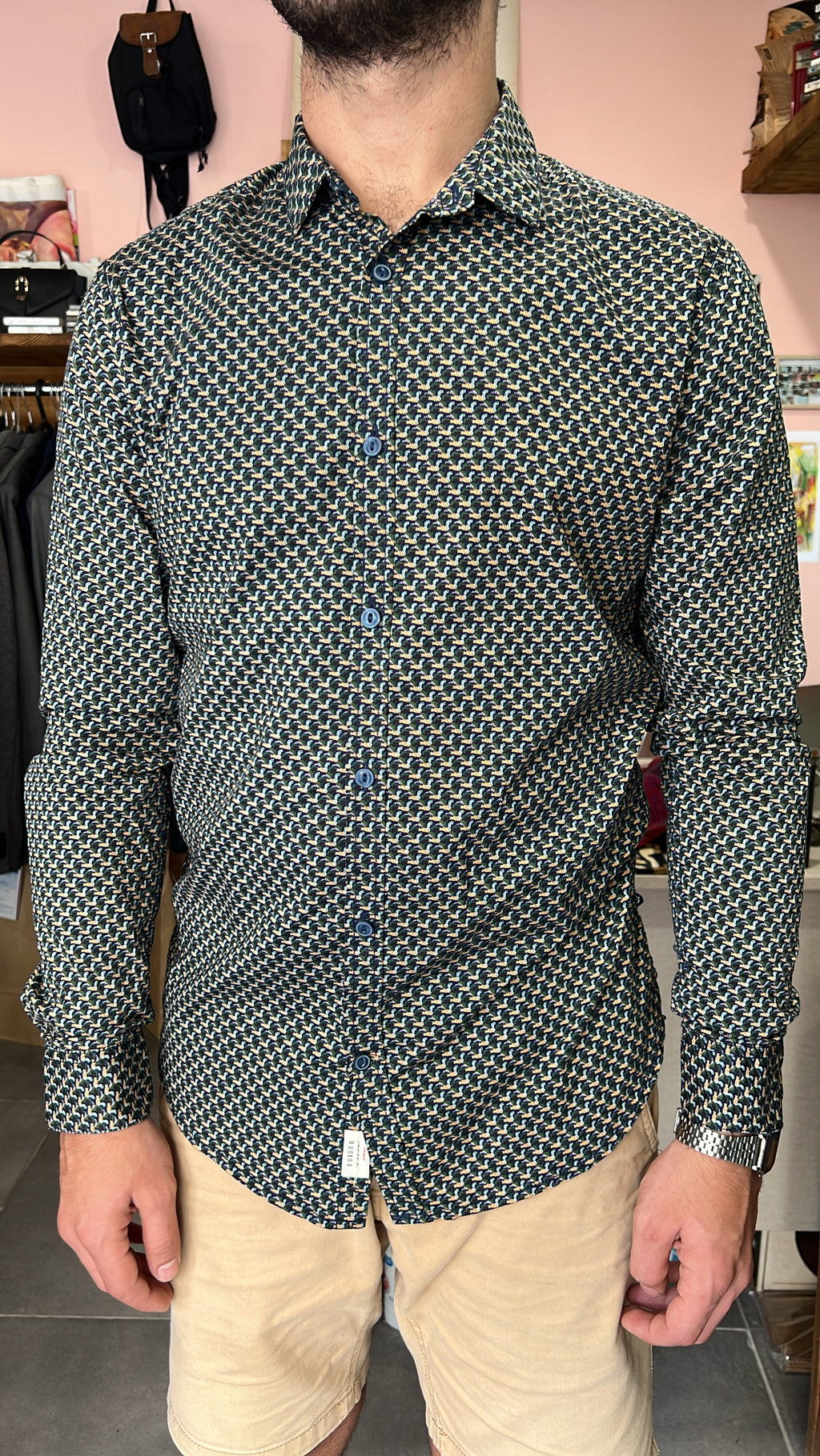 Abstract Micro-Print Shirt