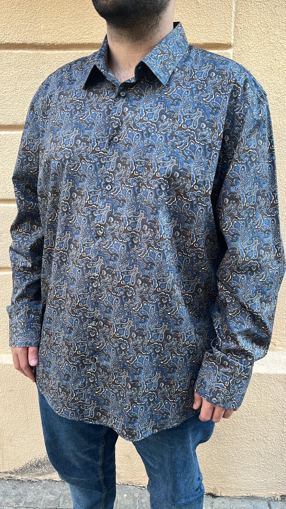 Blue and Brown Paisley Pattern Shirt