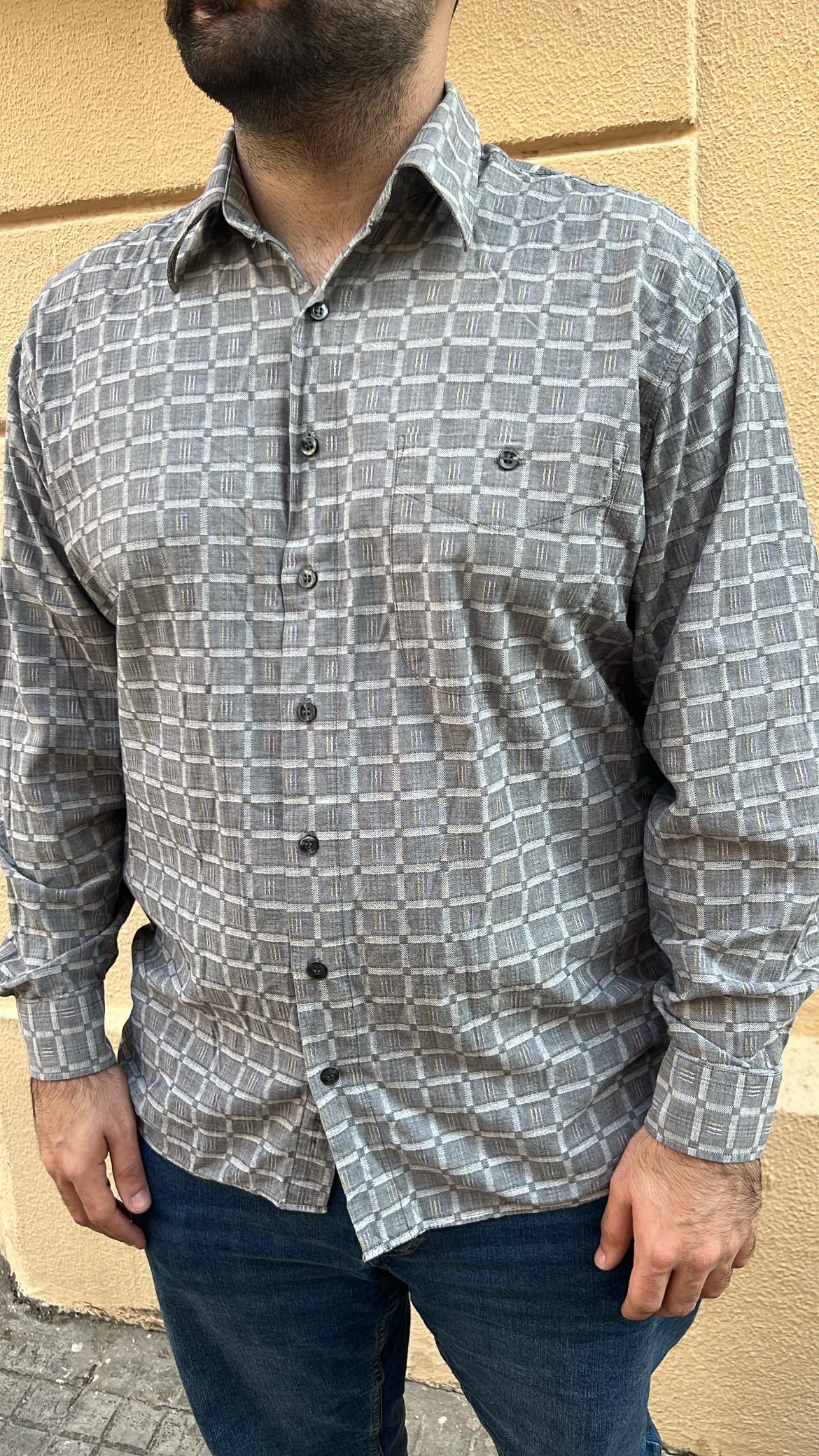 Grey Checked Fabric Shirt