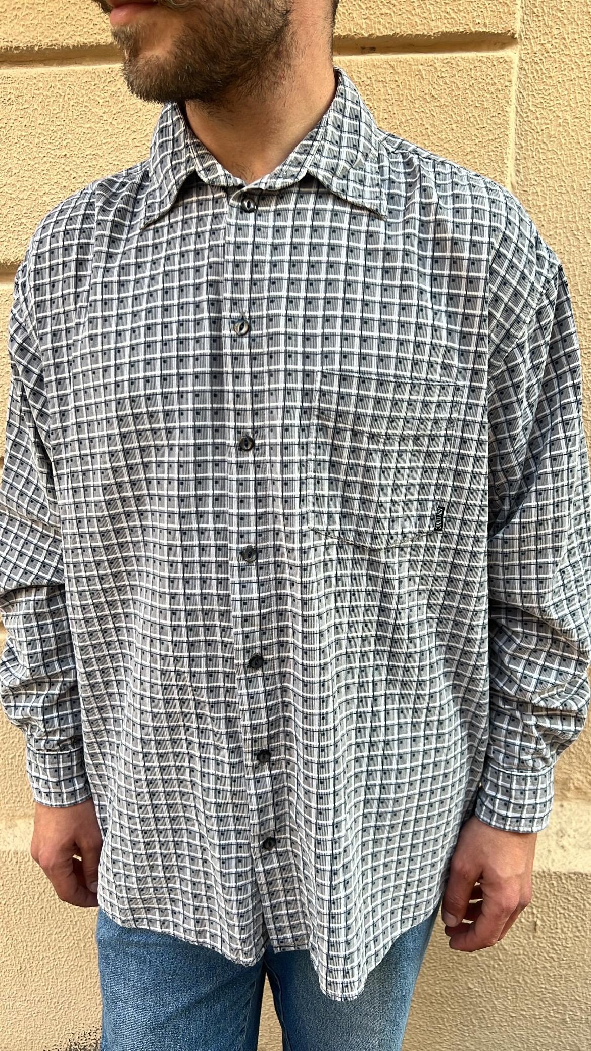 White & Grey Grid Pattern Shirt