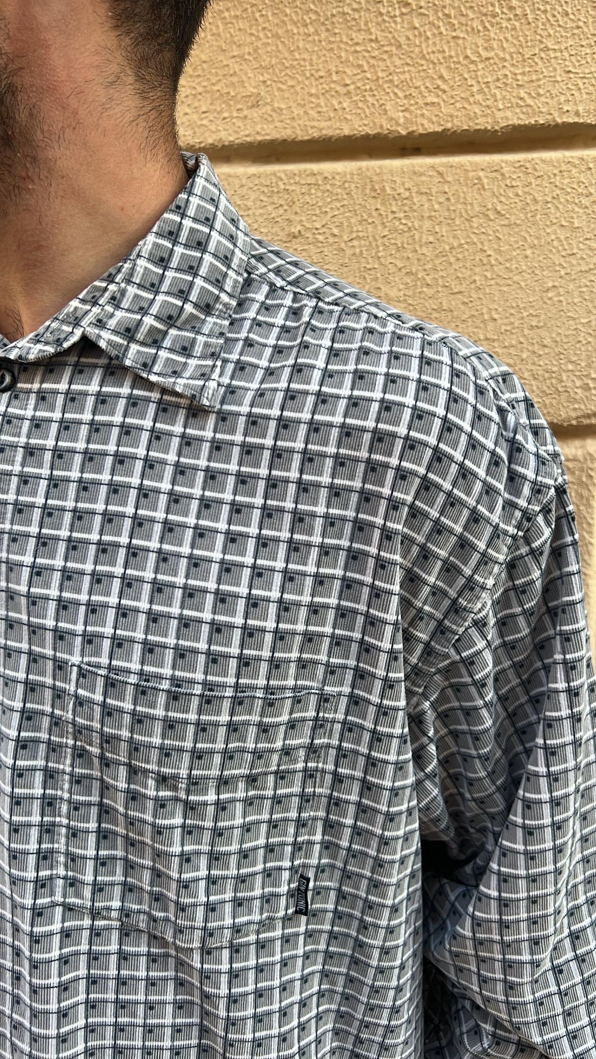 White & Grey Grid Pattern Shirt