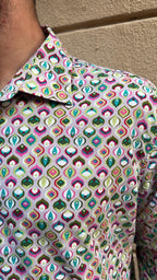 Multi-Color '60s Mod Print Shirt