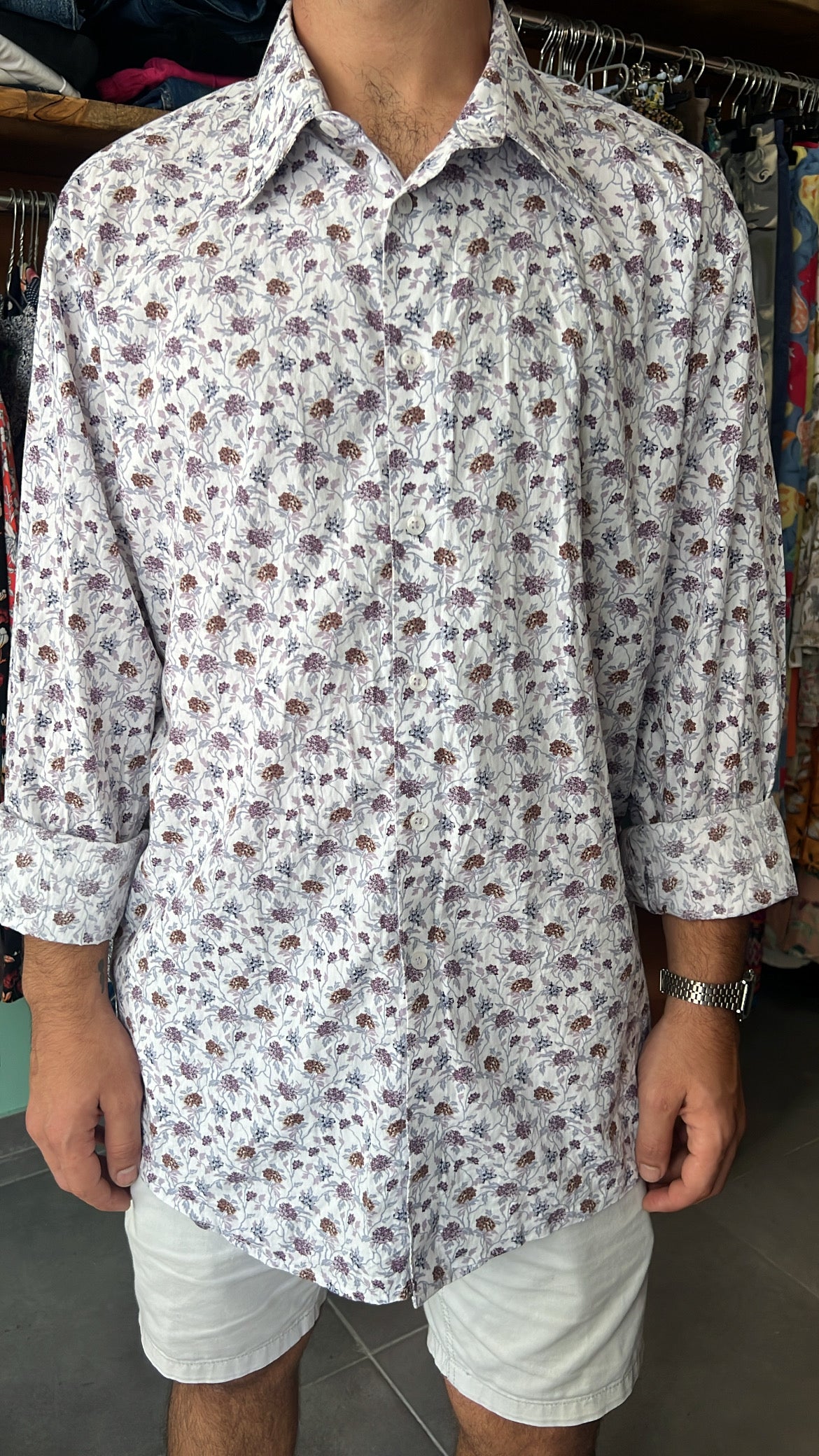 Purple and Brown Micro Floral Shirt