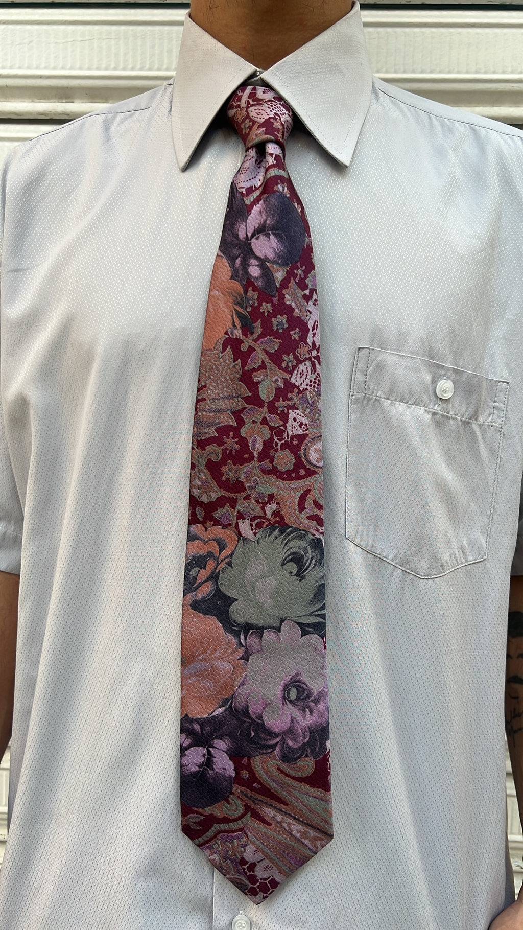 Burgundy Abstract Floral Tie
