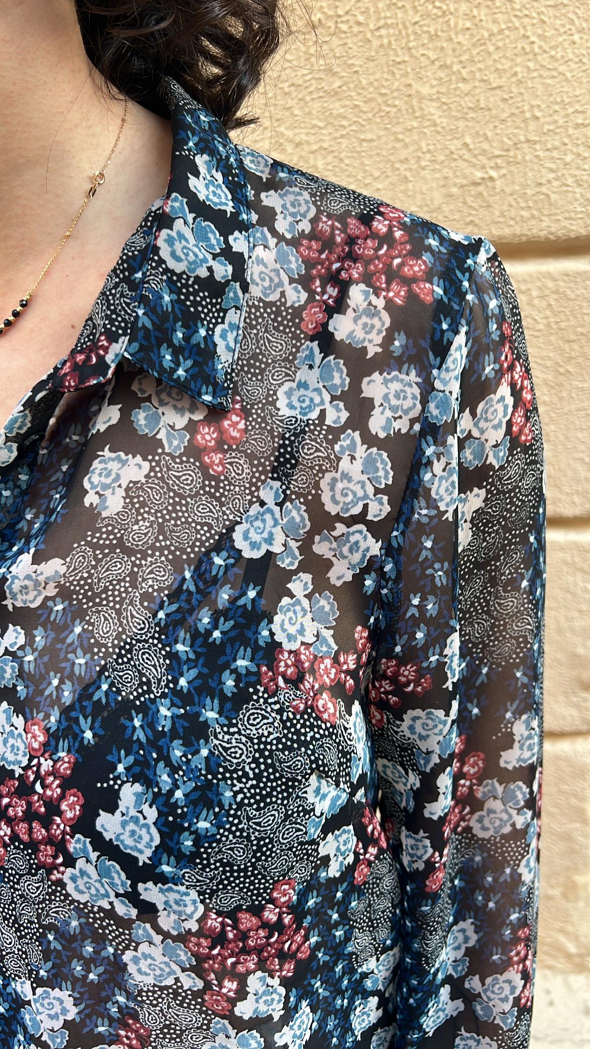 Sheer Floral Patchwork Blouse