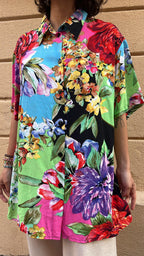 Oversized Mixed Print Blouse