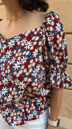 Burgundy Floral Blouse