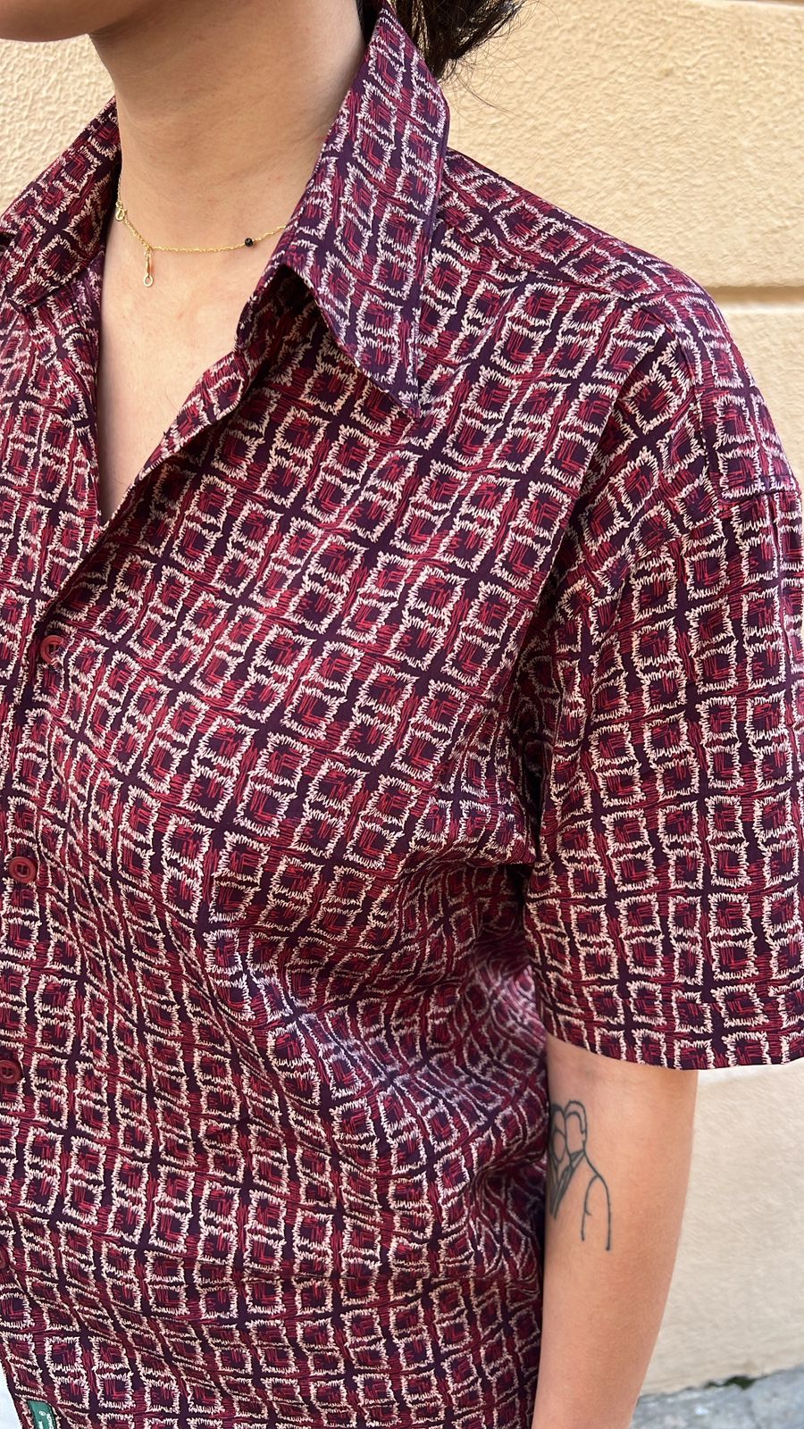 Burgundy Patterned Shirt